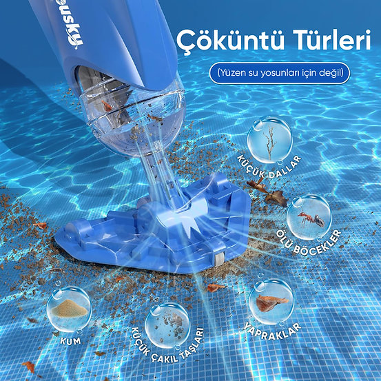 Yousky - Yeni Şarjlı Havuz El Süpürgesi Hediye 🎁2 Adet Alüminyum Uzatma Sapı