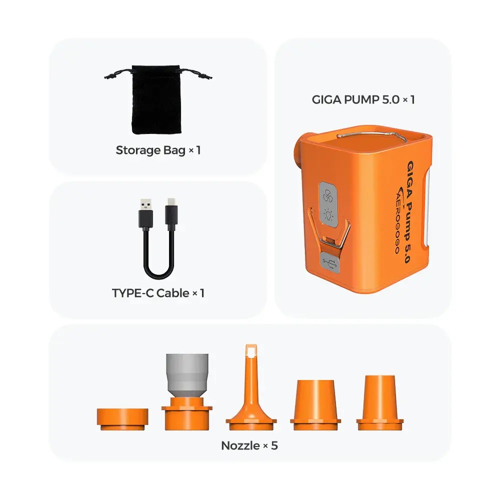 Aerogogo GIGA Pump 5.0 | Ultra Hızlı Şişirme ve Vakum Pompası, LED Işıklı, 5 kPa Basınç — 8