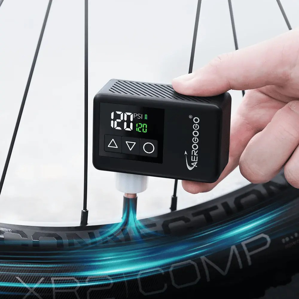 Aerogogo GIGA Pump Cycling | Mini Elektrikli Bisiklet & Motosiklet Pompası (Dijital Ekranlı, LED Işıklı, 120 PSI)